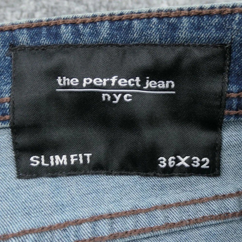 The Perfect Jean NYC Slim Fit Mens 36x32 Admiral MD Blue Stretch Denim Casual